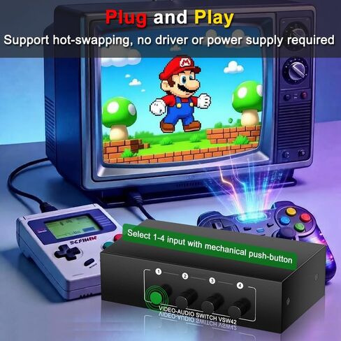 4 in 2 Out RCA AV Switch Composite Video Stereo Audio Switcher in Saudi Arabia