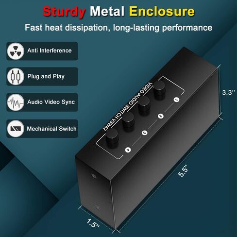 4 in 2 Out RCA AV Switch Composite Video Stereo Audio Switcher in Saudi Arabia