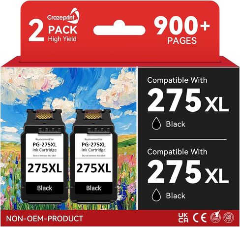 275 275XL Ink Cartridges for Canon Printers PG-275 Black Ink Cartridge Compatible with Canon PIXMA TR4720 TS3722 TS3700 TR4700 TS3522 TS3500 TR4722 TS3720 Printer, 2 Pack in Kuwait