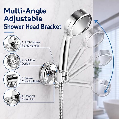 Adjustable Shower Head Holder, Removable Suction Cup Shower Head Bracket, for Smooth Tile, Glass, Marble Surfaces in Kuwait