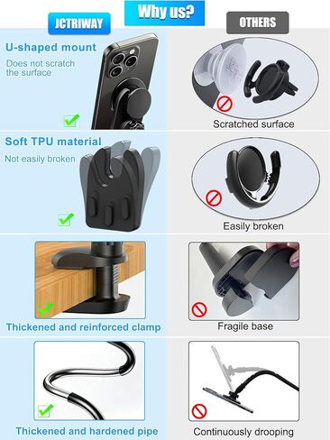 Gooseneck Phone Holder for Pop Socket Flexible Desktop Phone Stand Compatible with All Sockets Grips in Kuwait