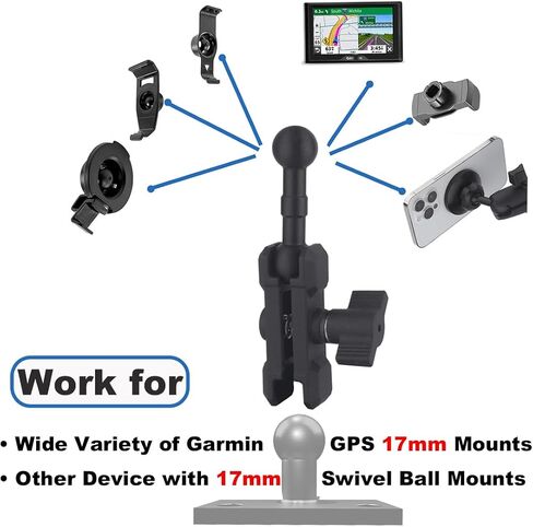 17mm Ball Mount Extension Adapter, 360° Rotation Extension Rod for Jeep Car Air Vent Dashboard 17mm Phone Holder, Compatible with Garmin GPS Mount, Aluminum (2PCS) in Kuwait