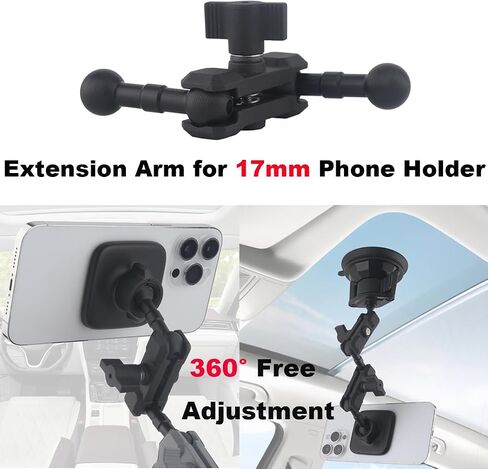 17mm Ball Mount Extension Adapter, 360° Rotation Extension Rod for Jeep Car Air Vent Dashboard 17mm Phone Holder, Compatible with Garmin GPS Mount, Aluminum (2PCS) in Kuwait