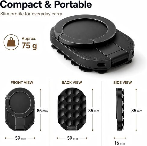 3-in-1 Magnetic Phone Holder, Foldable Suction Cup Phone Mount Stand with 360° Rotation, Portable Magnetic Cell Phone Stand for Car Dashboard, Desk, Kitchen, Gym, Office in Kuwait