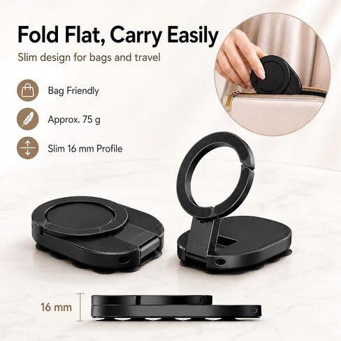 3-in-1 Magnetic Phone Holder, Foldable Suction Cup Phone Mount Stand with 360° Rotation, Portable Magnetic Cell Phone Stand for Car Dashboard, Desk, Kitchen, Gym, Office in Kuwait