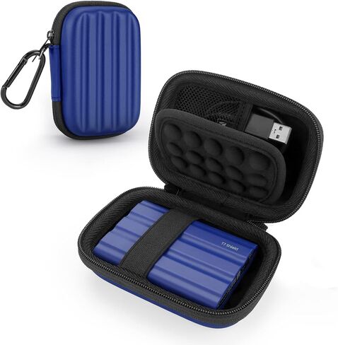 YINKE Case Compatible with Samsung T7 Shield/ T9 / T7 Touch Portable SSD USB 3.2 1TB, 2TB, 500GB, Hard EVA Portable Travel Storage Protective Cover (Blue) in Kuwait
