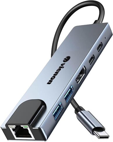 USB C Hub Ethernet HDMI Adapter, 6 in 1 Laptop Docking Station with 4K HDMI, RJ45 Ethernet,LAN USB C Dongle for MacBook Pro/Air, iPad Pro, Dell XPS etc in Kuwait