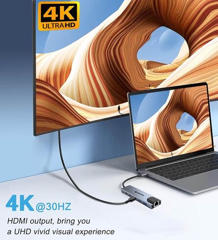 USB C Hub Ethernet HDMI Adapter, 6 in 1 Laptop Docking Station with 4K HDMI, RJ45 Ethernet,LAN USB C Dongle for MacBook Pro/Air, iPad Pro, Dell XPS etc in Kuwait
