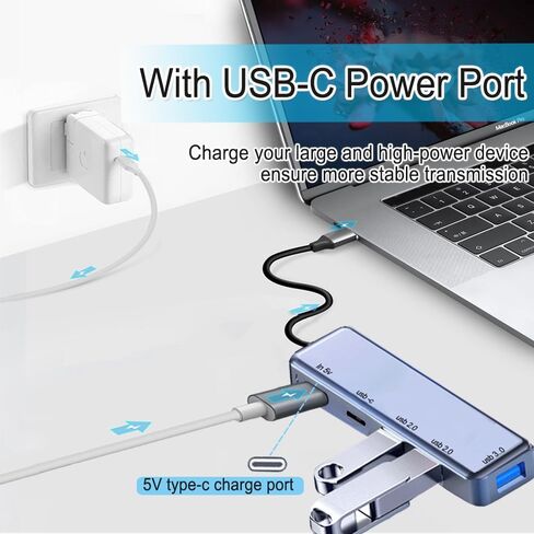 USB C HUB 3.0, USB Multiport Adapter Expander with 100W Power Delivery 1 Type-C and 3 USB Data Transfer Ports, Powered Type C Hub Dongle for MacBook Pro, iPad Air Mini, iPhone 16 15 Pro in Kuwait