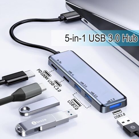 USB C HUB 3.0, USB Multiport Adapter Expander with 100W Power Delivery 1 Type-C and 3 USB Data Transfer Ports, Powered Type C Hub Dongle for MacBook Pro, iPad Air Mini, iPhone 16 15 Pro in Kuwait