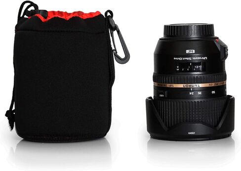 Medium Neoprene Lens Bag Protective Water and Weather Resistant Shock Drop and Scratch Armor Pouch Sleeve Case with Plush Interior, Black in Saudi Arabia