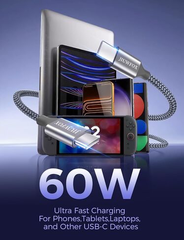 JIUWFOX USB C to USB C Cable, (5Pack, 3/3/6/6/10FT) 60W Fast Charging in Kuwait