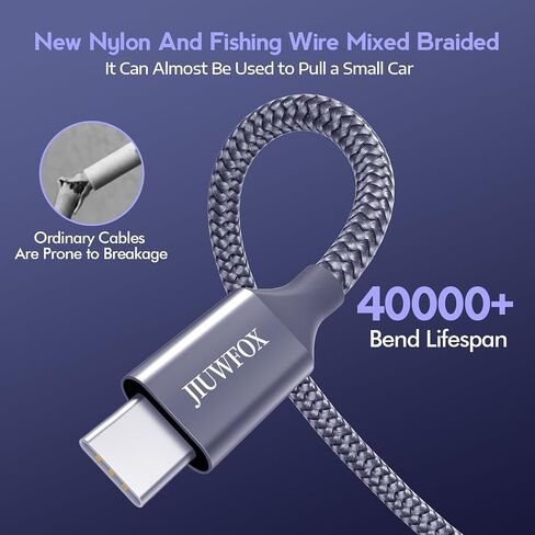 JIUWFOX USB C to USB C Cable, (5Pack, 3/3/6/6/10FT) 60W Fast Charging in Kuwait