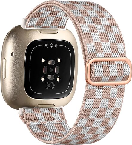 Stretchy Nylon Band Compatible with Fitbit Versa 4 / Versa 3 / Sense 2 / Sense Band, Adjustable Elastic Watch Band for Women, Elastic Soft Breathable Printed Pattern Design Strap in Kuwait