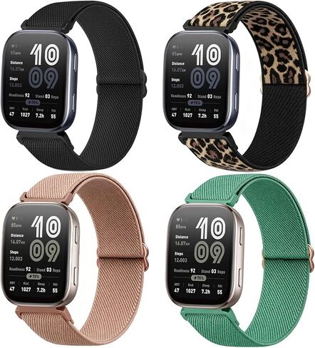 4 Pack Stretchy Watch Bands Compatible with Amazfit Bip 6 /Bip 5/ GTR 4 / GTR 3 / GTR 3 Pro/GTR 2 / GTR 2e, 22mm Loop Nylon Elastic Fabric Strap for Amazfit Cheetah Pro/Balance Women Men in Kuwait