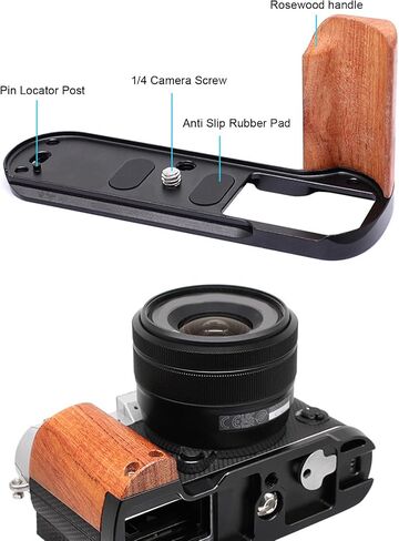Camera L Shape Handle with Strong Aluminum Alloy Frame for X-T50 Camera, Wooden Handle for Comfortable Grip in Kuwait