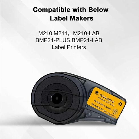Compatible with M21-750-595-YL 0.75" W 21' L All-Weather Vinyl Label -Black on Yellow-for Indoor/Outdoor, Work with BMP21-PLUS, BMP21-LAB0, M210, M211, M210-LAB Label Printer, (2-Pack) in Kuwait