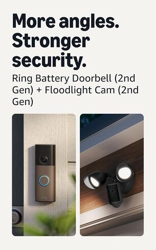 Ring Battery Doorbell (newest model), Matte Mocha with Floodlight Cam, Wired (newest model), Black in Saudi Arabia
