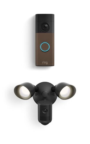 Ring Battery Doorbell (newest model), Matte Mocha with Floodlight Cam, Wired (newest model), Black in Saudi Arabia
