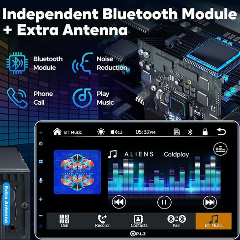PLZ Single Din Car Radio Stereo with Apple Carplay Android Auto 10.1" Touch Screen, Bluetooth 5.3, Backup Camera, 240W, 2 Subwoofers, Navigation, FM/AM, SWC, Car Play Audio Receivers Headunit in Kuwait