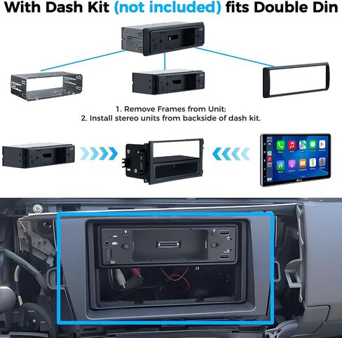 PLZ Single Din Car Radio Stereo with Apple Carplay Android Auto 10.1" Touch Screen, Bluetooth 5.3, Backup Camera, 240W, 2 Subwoofers, Navigation, FM/AM, SWC, Car Play Audio Receivers Headunit in Kuwait