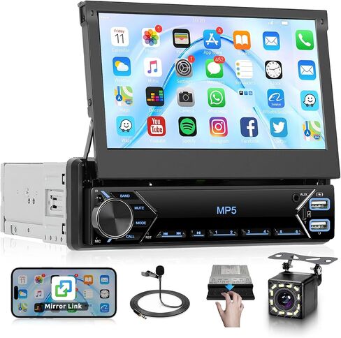 7 Inch Flip Out Touchscreen Car Stereo Single Din Radio in Saudi Arabia