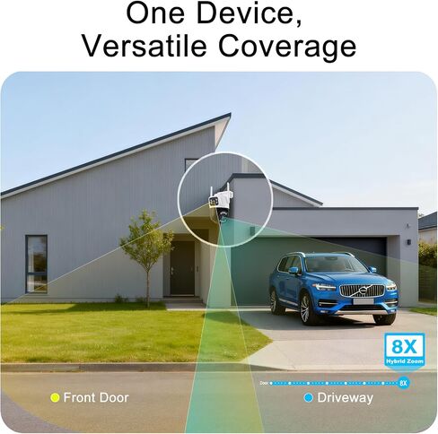 3 Lens Outdoor Camera Wired, 8X Hybrid Zoom WiFi Cam, 32GB Local Storage in Kuwait