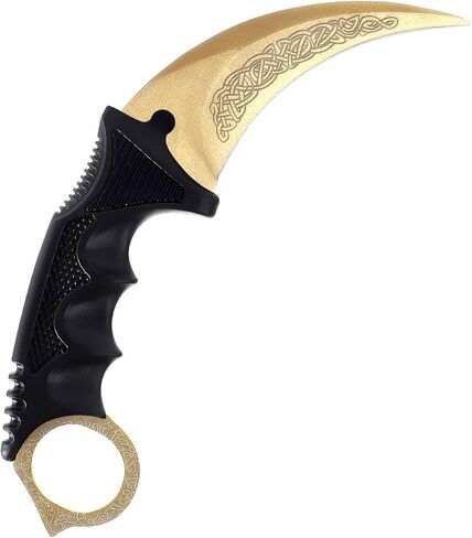 Karambit Knife Trainer - Stainless Steel Practice Training Knife with Sheath for Beginner - 100% Safe Trainer Tool (Golden color) in Kuwait