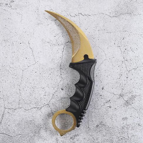Karambit Knife Trainer - Stainless Steel Practice Training Knife with Sheath for Beginner - 100% Safe Trainer Tool (Golden color) in Kuwait
