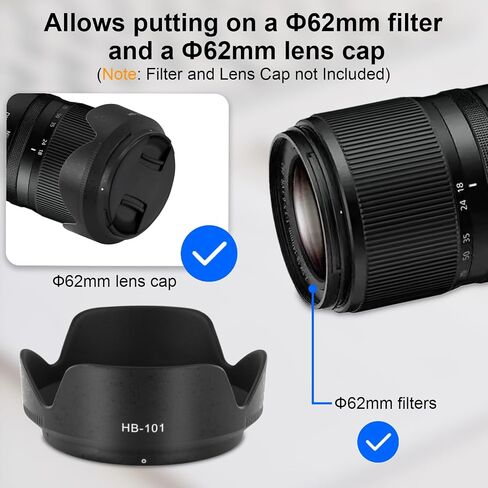 HB-101 Bayonet Flower Lens Hood Shade for Nikon Nikkor Z DX 18-140mm F3.5-6.3 VR - Replace Nikon HB-101,Anti - Flare,Protect Lens​,Reversible Design in Kuwait