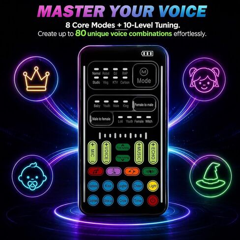 Portable Voice Changer for Gaming|Bluetooth 5.1 & 80 Voice Effects in Saudi Arabia
