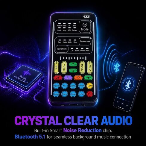 Portable Voice Changer for Gaming|Bluetooth 5.1 & 80 Voice Effects in Saudi Arabia