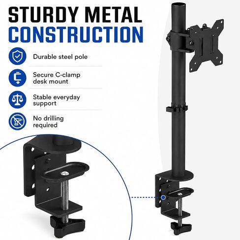 Height Adjustable Laptop Stand for Desk, Clamp Laptop Mount Holder Desk Extender, Universal Laptop Stands Desk Accessories, Soporte para Laptop for Office Bed in Kuwait