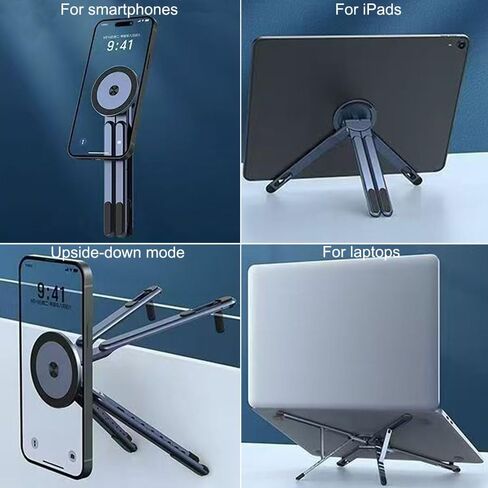 Adjustable Laptop Stand for Desk,Portable Metal Laptop Riser,Ergonomic Foldable Computer Stand,Lightweight Easy Storage,Collaborative Work,Compatible with MacBook/Dell/HP/Lenovo/Laptops up to17 inches in Kuwait