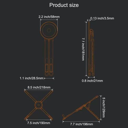 Adjustable Laptop Stand for Desk,Portable Metal Laptop Riser,Ergonomic Foldable Computer Stand,Lightweight Easy Storage,Collaborative Work,Compatible with MacBook/Dell/HP/Lenovo/Laptops up to17 inches in Kuwait