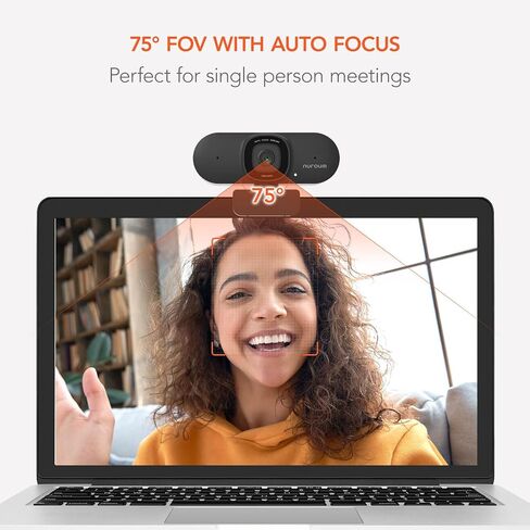 NUROUM V15AF 2K Webcam for PC, 1080P 60fps Autofocus HD Webcam with Dual Noise Cancelling Microphone, 75° FOV&Light Correction, USB Web Camera Plug&Play for Zoom/Teams,Grey in Saudi Arabia
