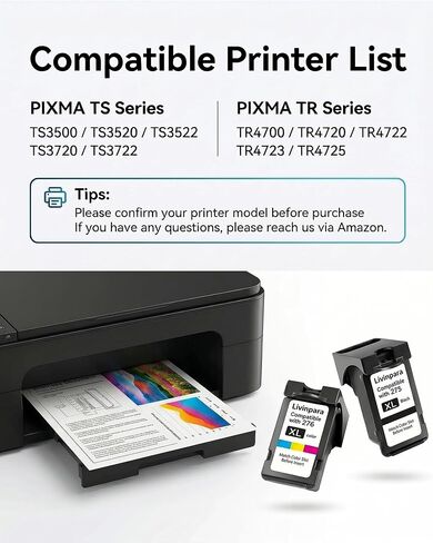 PG-275 XL CL-276 XL Ink Cartridges Combo Pack Compatible with Canon 275 276 XL for Pixma TR4720 TR4722 TS3522 TS3722 TS3700 TR4700 TS3500 TS3520 Printers, Black & Color High Yield 2-Pack in Kuwait