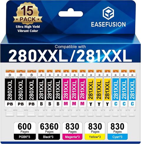 15 Pack 280 XXL 281 XXL Ink Cartridges Compatible for canon printers in Kuwait
