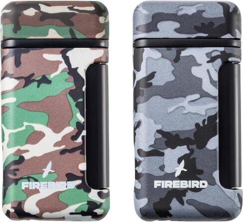 Firebird Sidewinder Torch Lighter 2 Pack, Refillable Butane Lighters with Angled Single Jet Flame, Flip-Open Lid, Fuel Window, Pocket Cigar Lighter Set, Ships Empty, Green and Navy in Kuwait