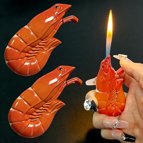 2Pack Shrimp Shaped Torch Lighter, Red Novelty Butane,(Butane Free) in Kuwait