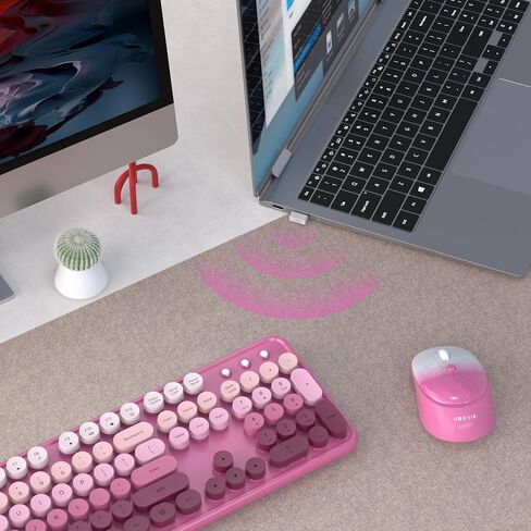 UBOTIE Colorful Computer Wireless Keyboard Mouse Combo (Rosy Gradient) in Kuwait