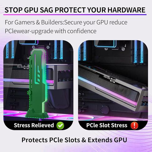 GPU Support Bracket, GSCOLER Universal GPU Anti Sag Bracket, 60-163mm Adjustable GPU Stand for Heavy-Duty Graphics Card Support, 16.8M RGB Modes GPU Brace with Magnet & Non-Slip Base for Video Cards in Kuwait