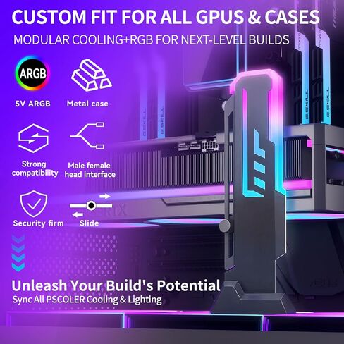 GPU Support Bracket, GSCOLER Universal GPU Anti Sag Bracket, 60-163mm Adjustable GPU Stand for Heavy-Duty Graphics Card Support, 16.8M RGB Modes GPU Brace with Magnet & Non-Slip Base for Video Cards in Kuwait