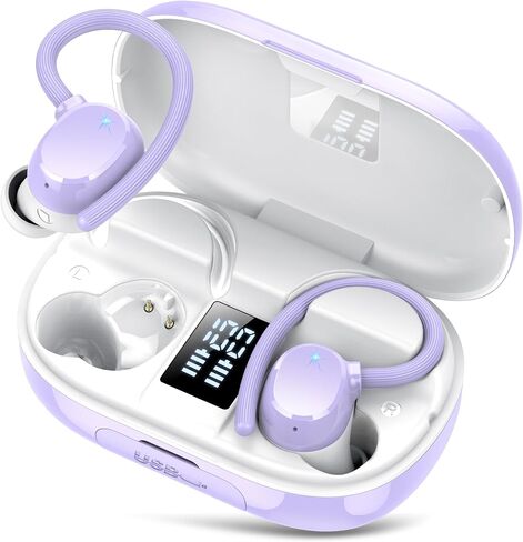 hadbleng Wireless Bluetooth Earbuds Sport 128H Playtime Bluetooth 5.3 Headphones with LED Display Powerful Bass Over Ear Earphones with Earhooks IP7 Waterproof in Kuwait