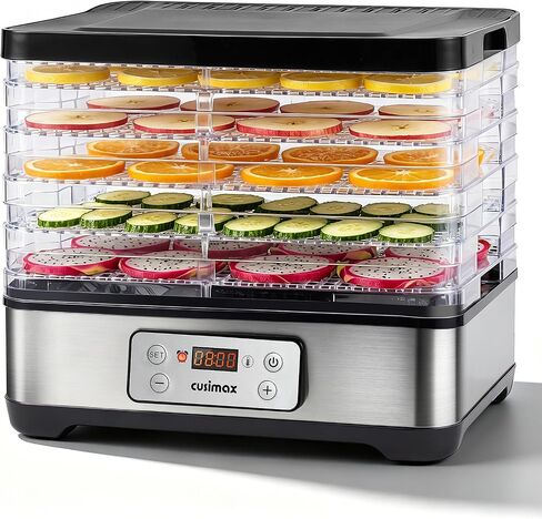 CUSIMAX Food Dehydrator Machine, 5 BPA-Free Trays, 24H Digital Adjustable Timer & Temperature Control up to 158℉, 300W Meat Dehydrator for Jerky, Fruit, Veggies, Herbs & Dog Treats in Saudi Arabia