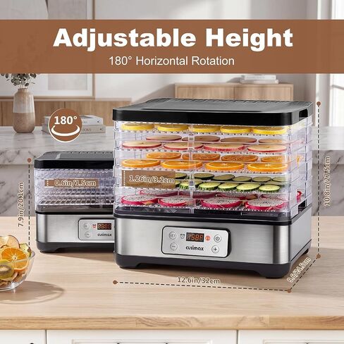 CUSIMAX Food Dehydrator Machine, 5 BPA-Free Trays, 24H Digital Adjustable Timer & Temperature Control up to 158℉, 300W Meat Dehydrator for Jerky, Fruit, Veggies, Herbs & Dog Treats in Saudi Arabia