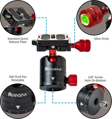 Professional Tripod Ball Head 24mm 360 Degree Swivel Panoramic Head with 38mm Width Quick Release Plate for DSLR Camera Slider Stabilizer Monopod in Kuwait