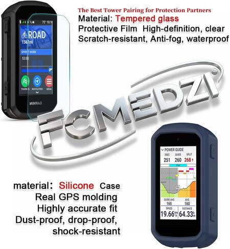 Screen Protector Compatible for Garmin Edge 850 / Edge 550 Screen Protector & Case, Silicone Soft Frame Cover and Tempered Glass Protective Film (Pack of 3+1) in Kuwait