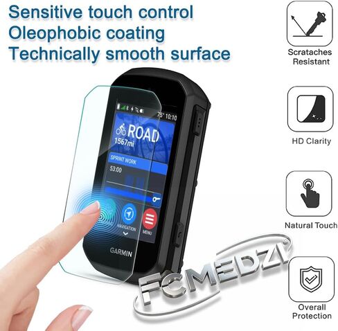 Screen Protector Compatible for Garmin Edge 850 / Edge 550 Screen Protector & Case, Silicone Soft Frame Cover and Tempered Glass Protective Film (Pack of 3+1) in Kuwait