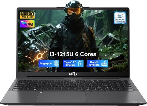NIMO 15.6" IPS FHD-Student-Laptop, Intel i3-1215U (6 Cores Up to 4.4 GHz, Beats R5 7520U) 8GB RAM 128GB SSD with 65W Fast PD 2-Yr Warranty 180° View Wi-Fi 6 Backlit KB Fingerprint Bluetooth 5.2 Win 11 in Kuwait